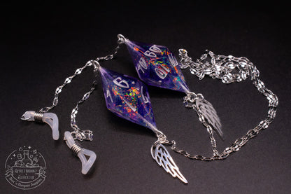 Silver Eyewear Chain Purple Rainbow Dice