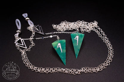 Silver Eyewear Chain Teal/Green Dice
