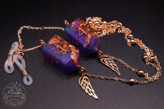Rose Gold Eyewear Chain Purple/Copper Dice
