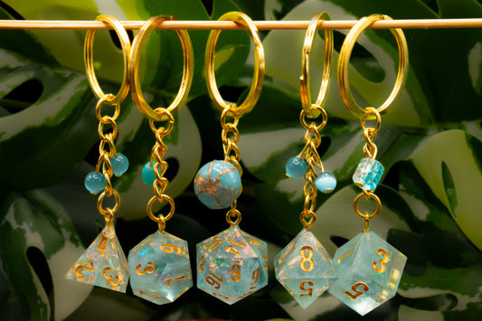 Ethereal Blue Dice Keychains