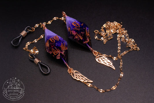 Rose Gold Eyewear Chain Dark Purple Dice (D10+D100)