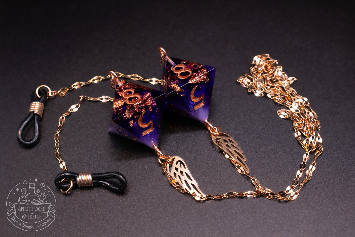 Rose Gold Eyewear Chain Dark Purple Dice (D8s)