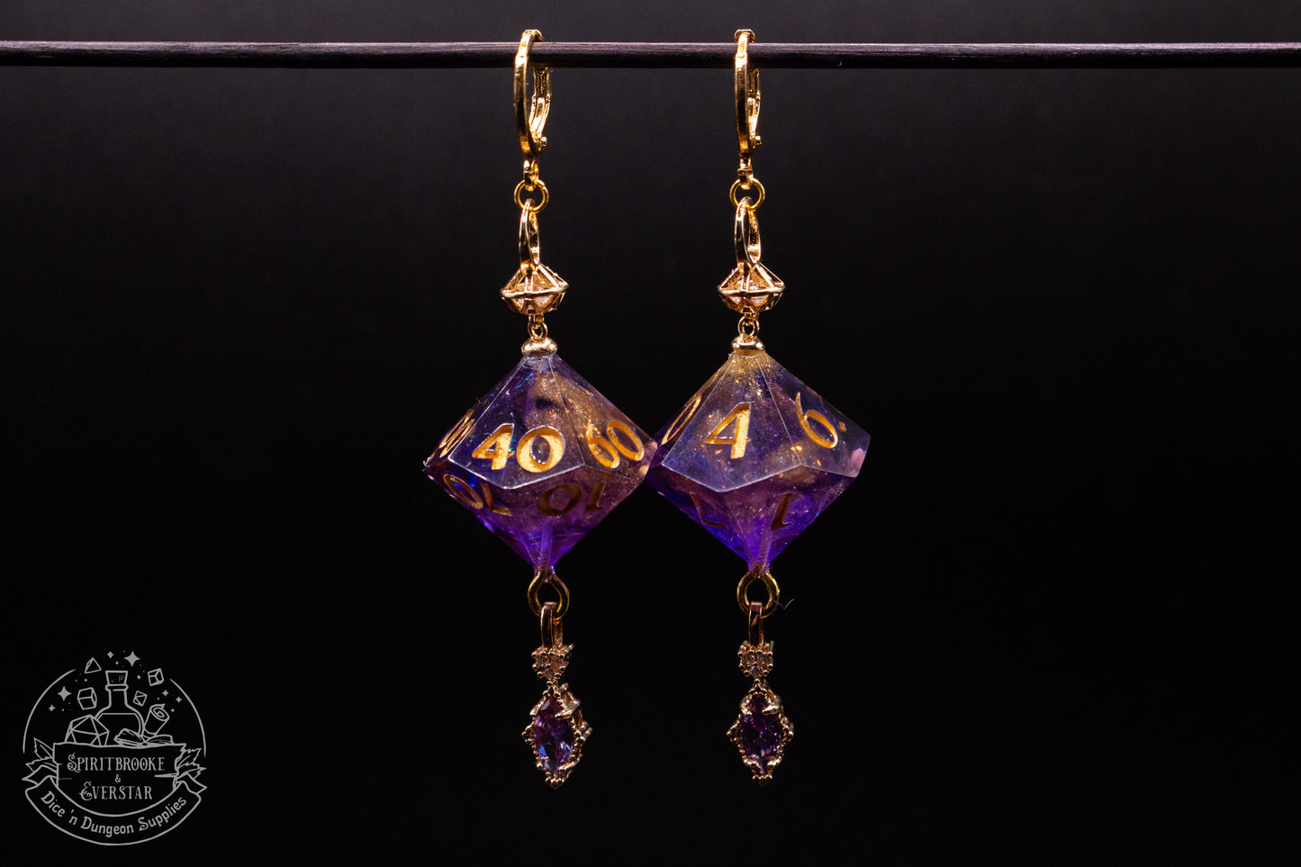 Purple Court D10 + D100 Earrings