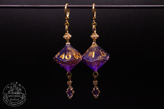 Purple Court D10 + D100 Earrings