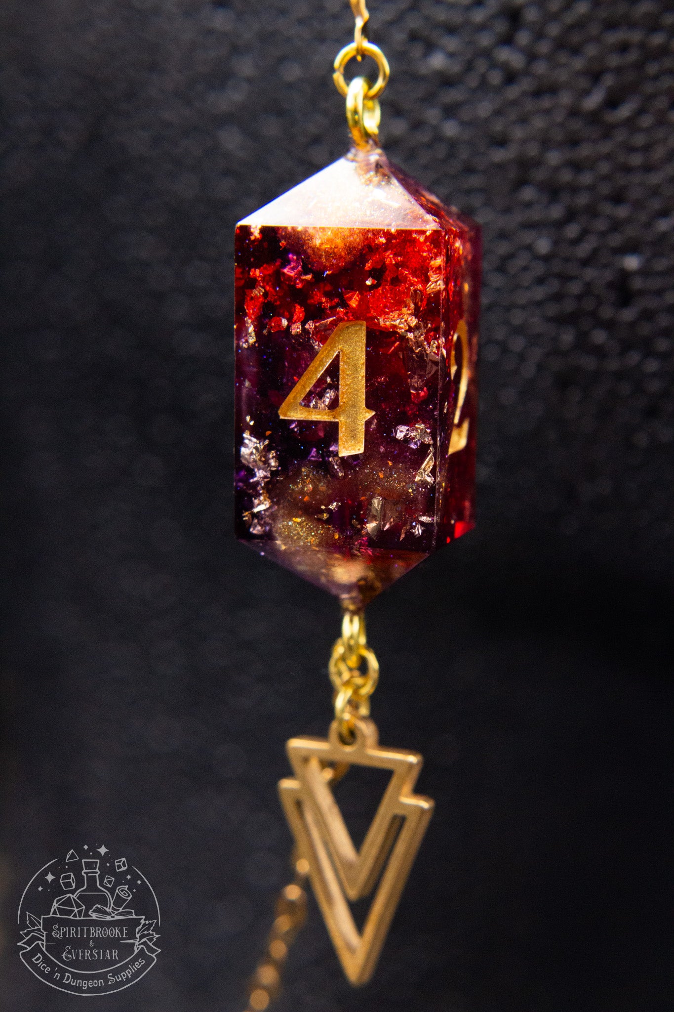 Gold Eyewear Chain Dark Purple/Red and Gold Dice