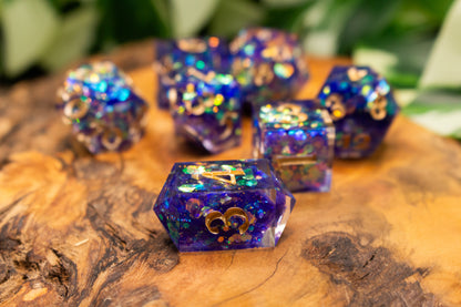 Deep Blue Glitter Explosion Polyhedral Dice Set