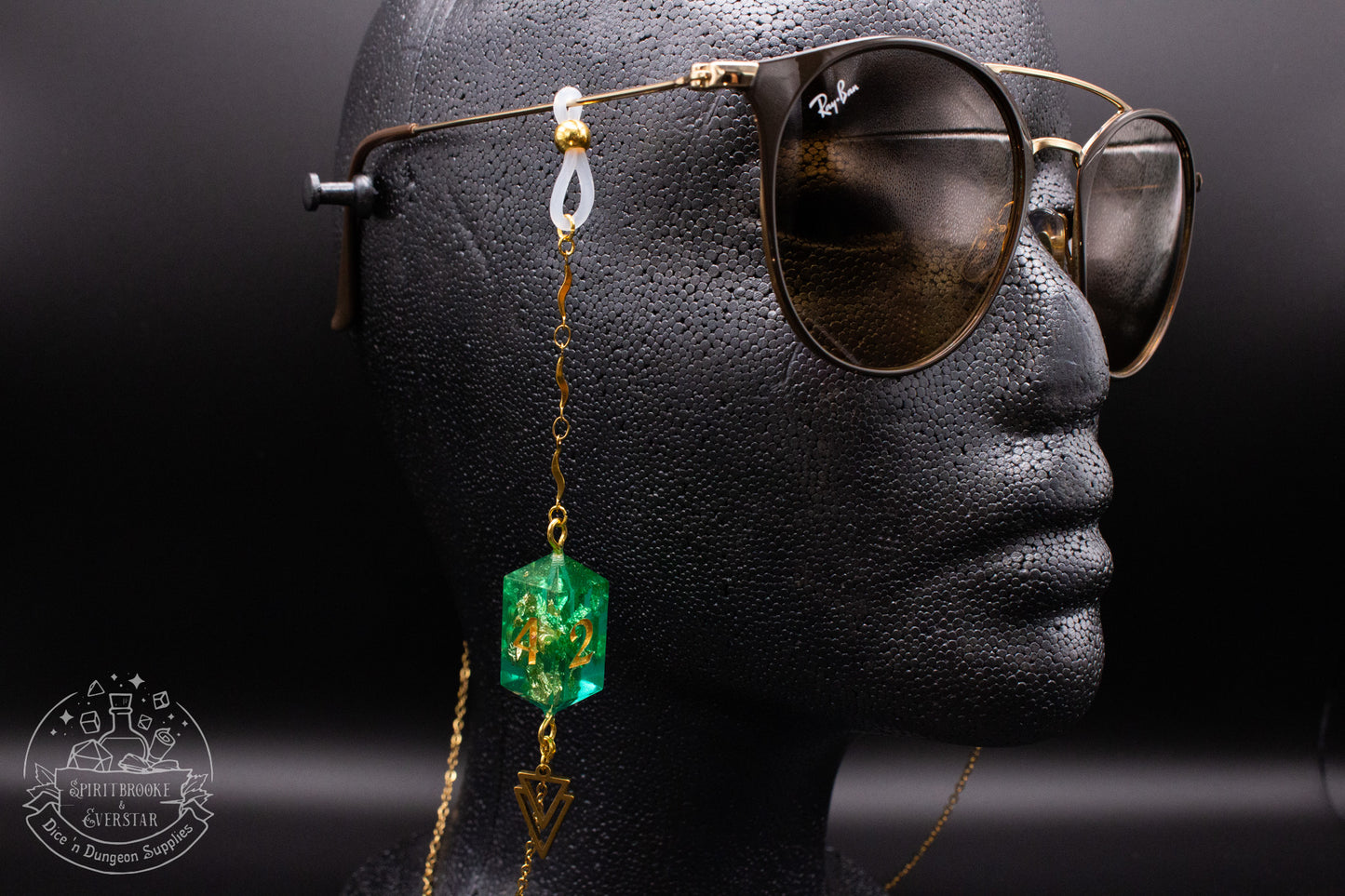Gold Eyewear Chain Blue/green Dice