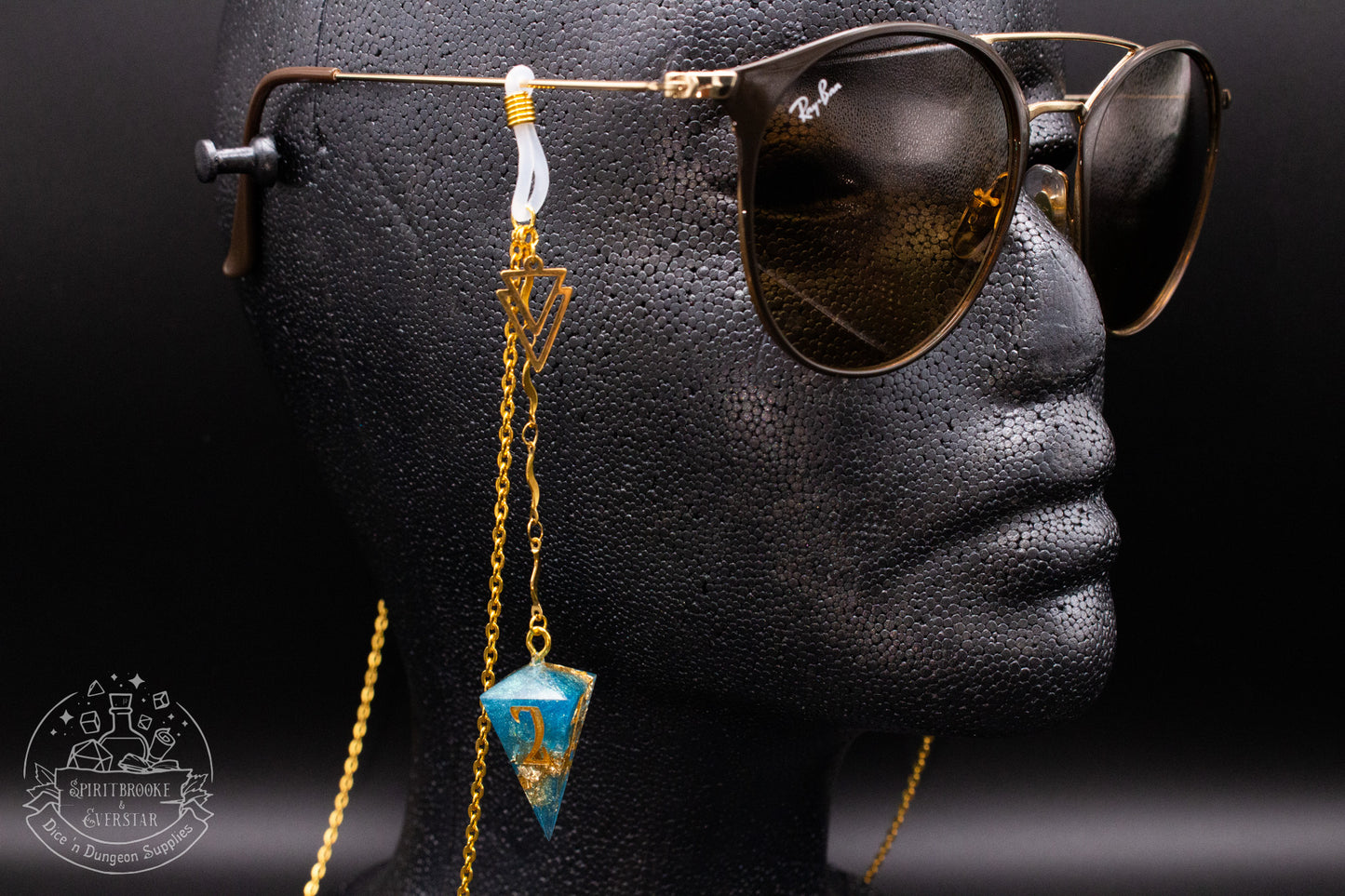 Gold Eyewear Chain Teal/Gold Dice