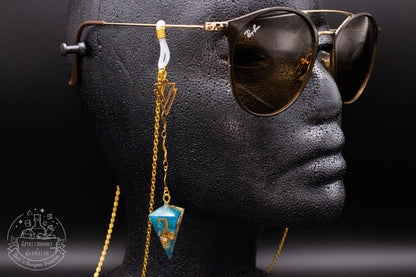 Gold Eyewear Chain Teal/Gold Dice