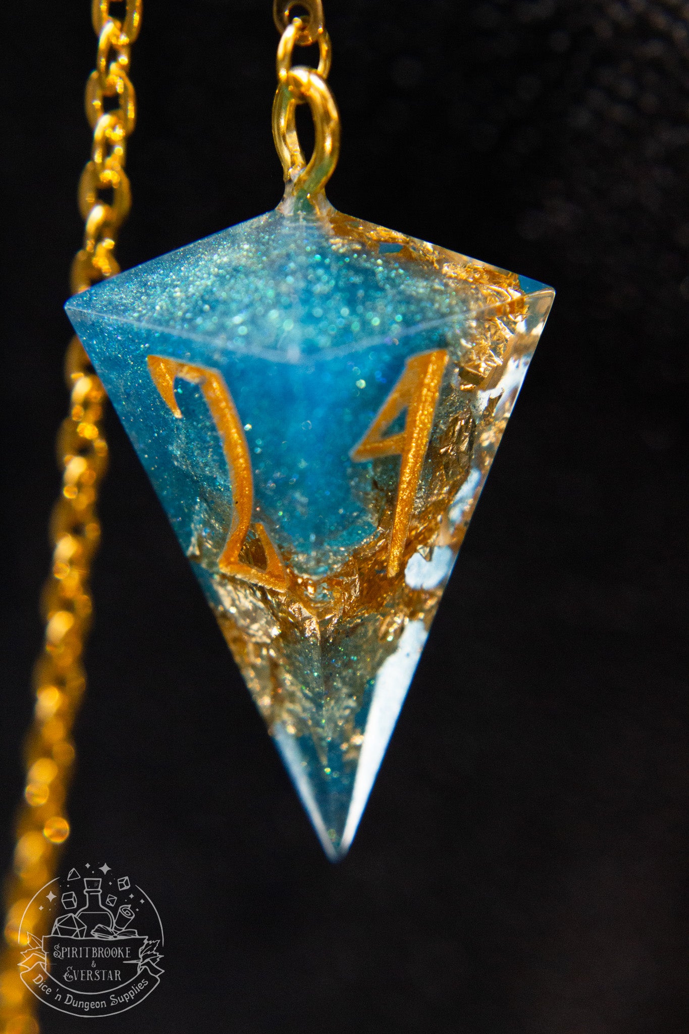 Gold Eyewear Chain Teal/Gold Dice