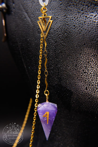 Gold Eyewear Chain Amethyst Dice