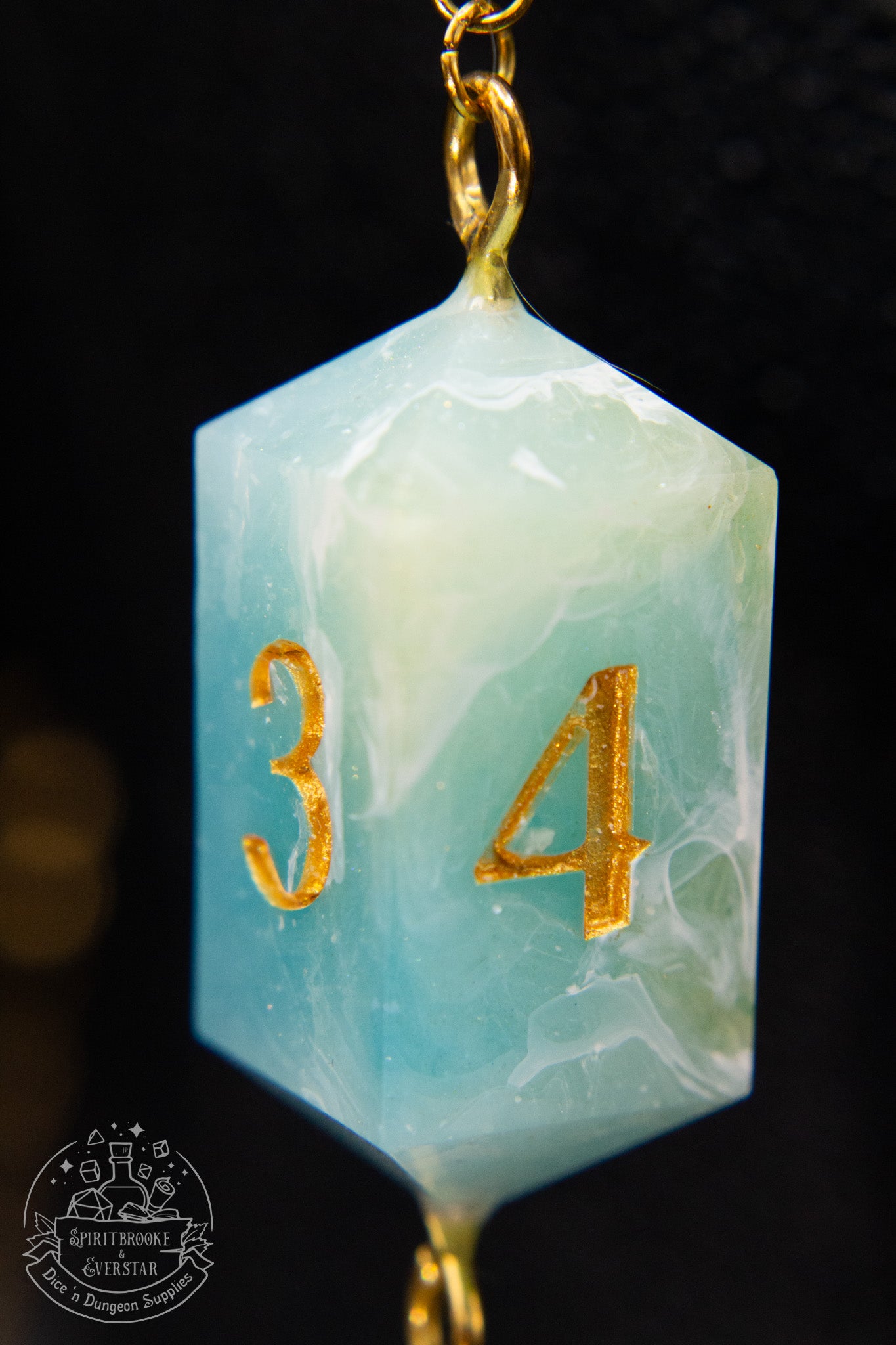 Gold Eyewear Chain Larimar Dice