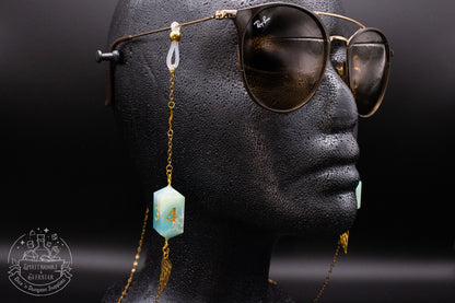 Gold Eyewear Chain Larimar Dice