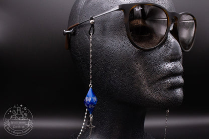 Silver Eyewear Chain Blue Dice