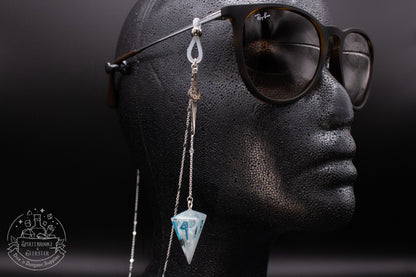 Silver Eyewear Chain White Ethereal Dice