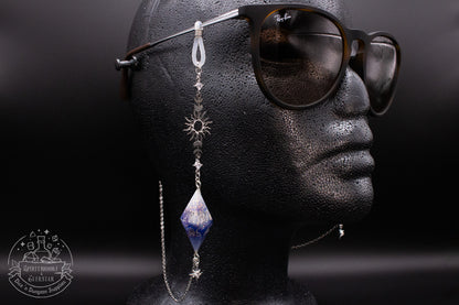 Silver Eyewear Chain Purple Blue White Dice