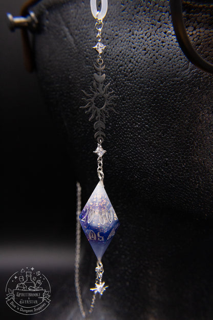 Silver Eyewear Chain Purple Blue White Dice