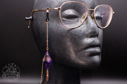 Rose Gold Eyewear Chain Dark Glittery Purple Dice