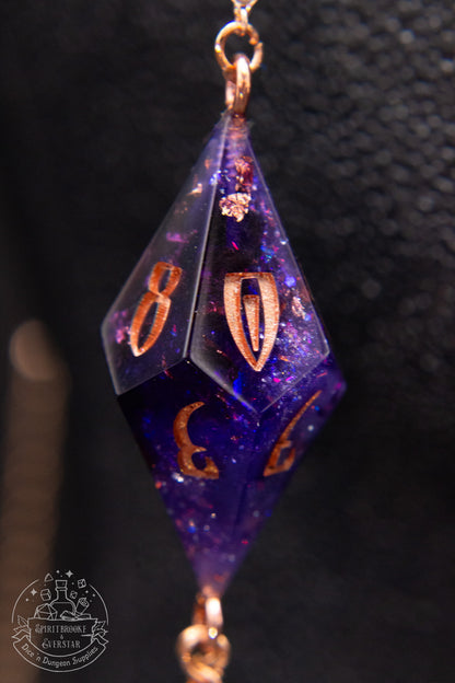 Rose Gold Eyewear Chain Dark Glittery Purple Dice