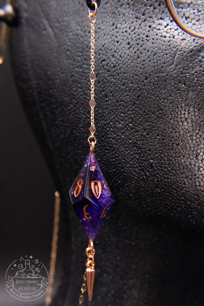 Rose Gold Eyewear Chain Dark Glittery Purple Dice