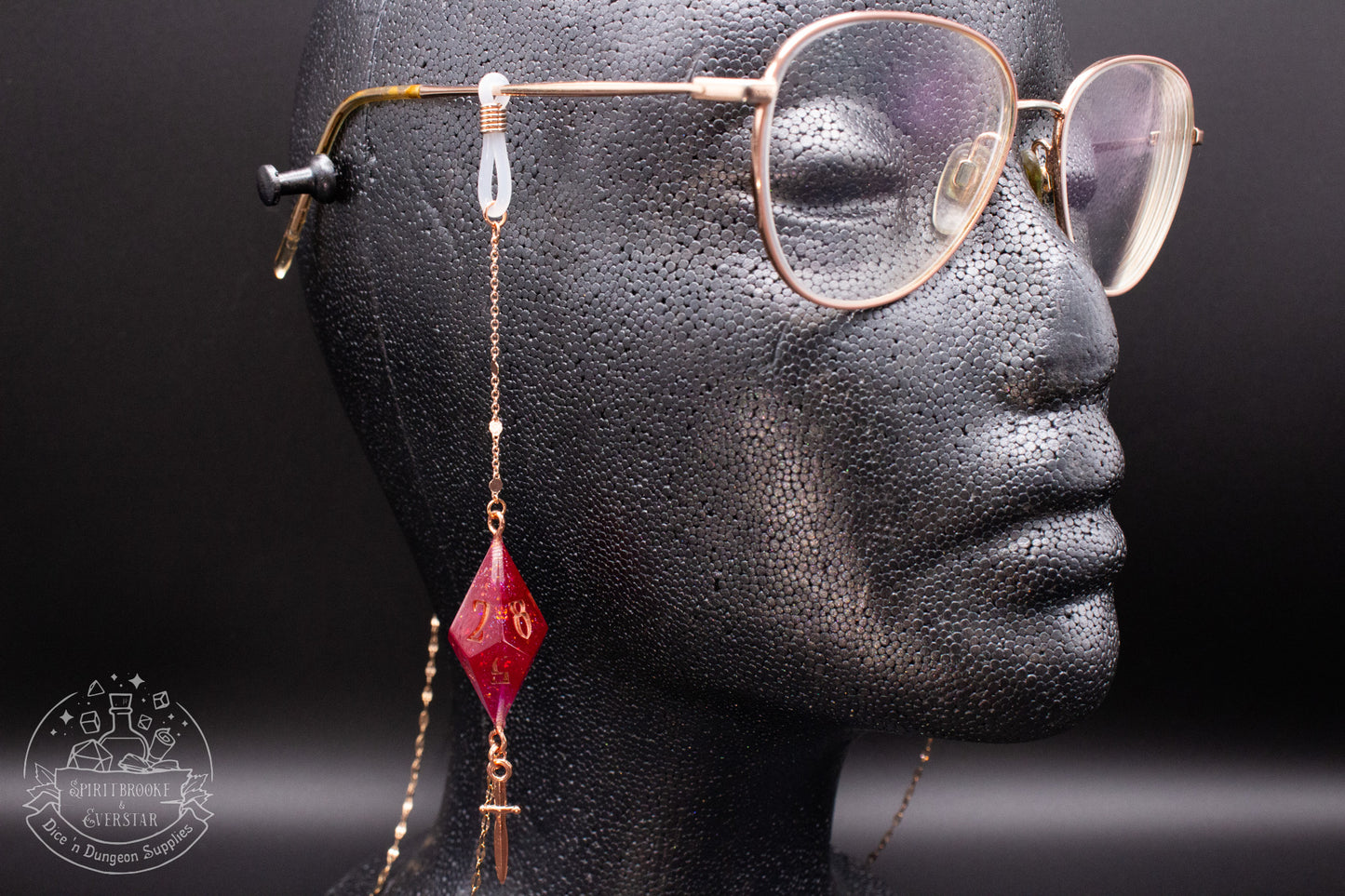 Rose Gold Eyewear Chain Red Dice