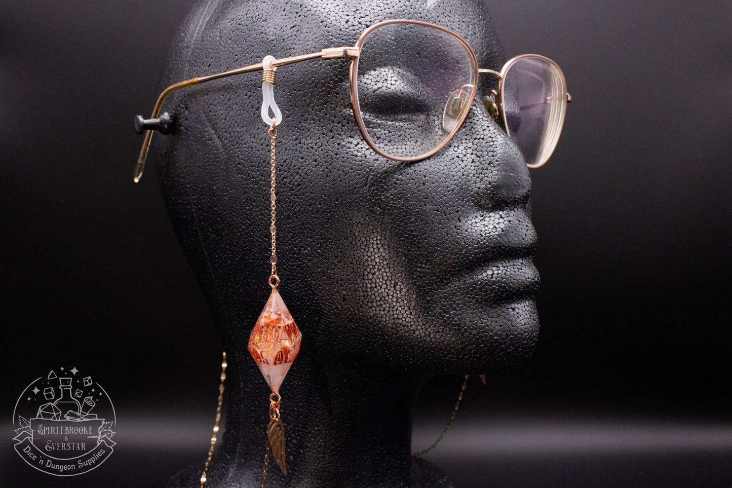 Rose Gold Eyewear Chain White Copper Dice