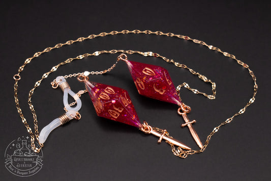 Rose Gold Eyewear Chain Red Dice