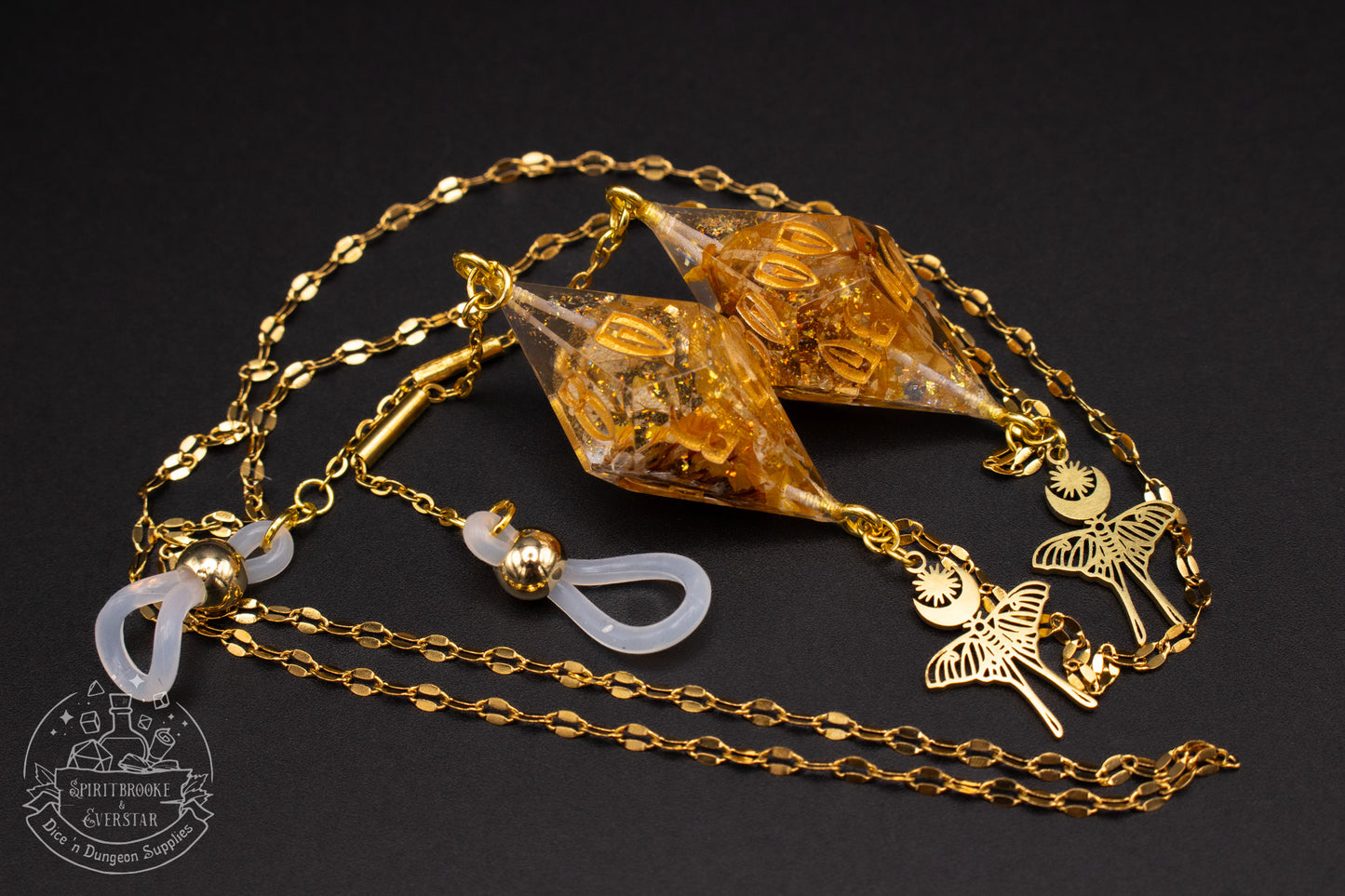 Gold Eyewear Chain Autumn Floral Dice