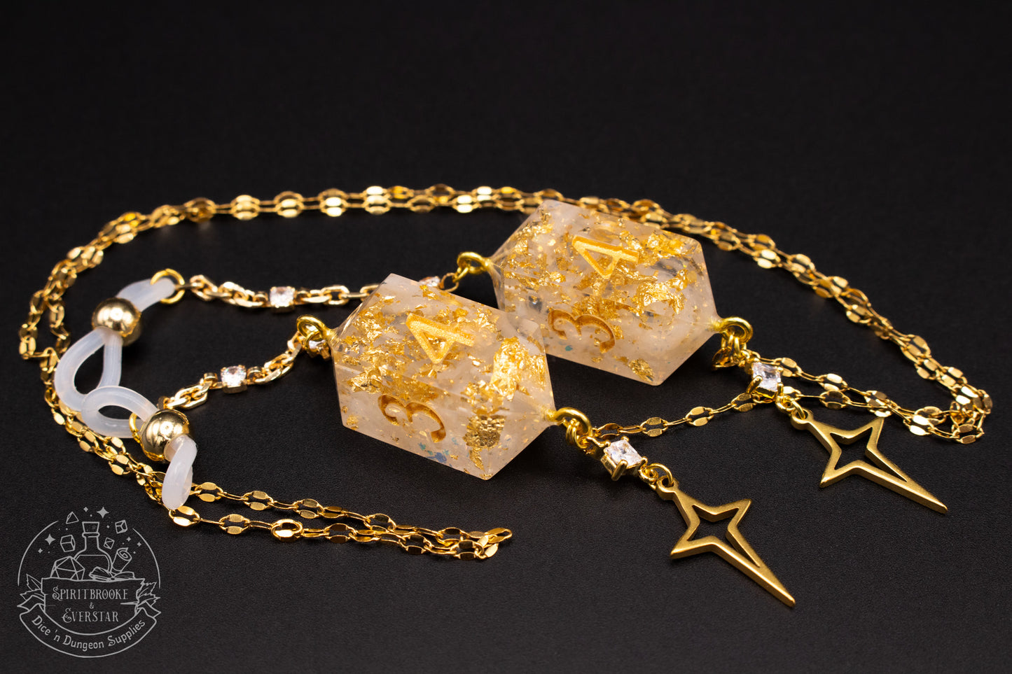 Gold Eyewear Chain Celestial Dice