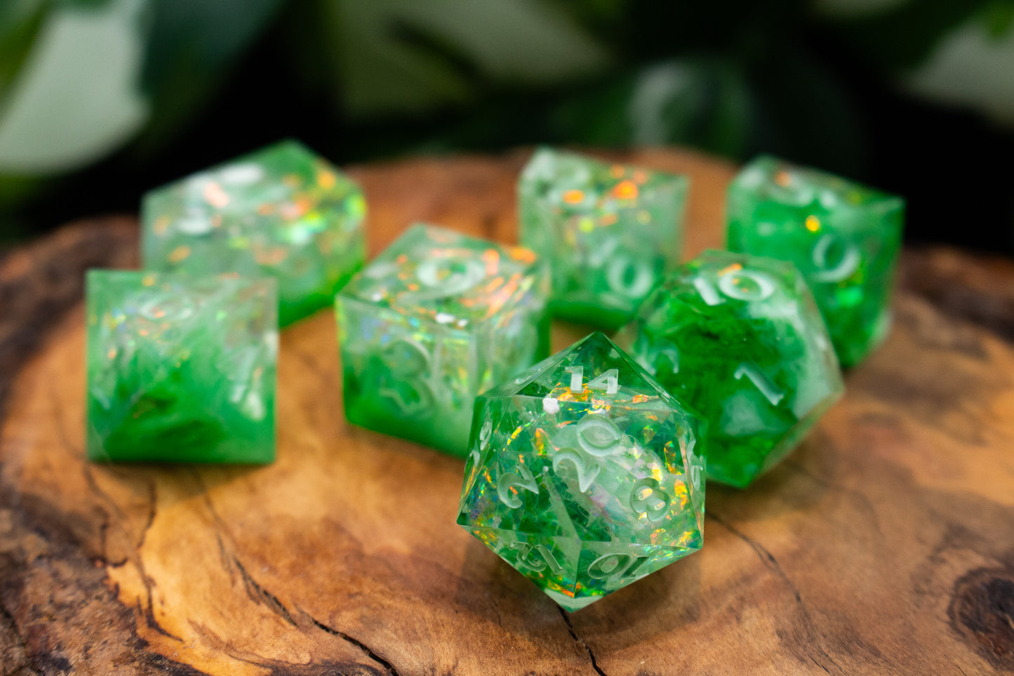 Green Rainbow Druid  Polyhedral Dice