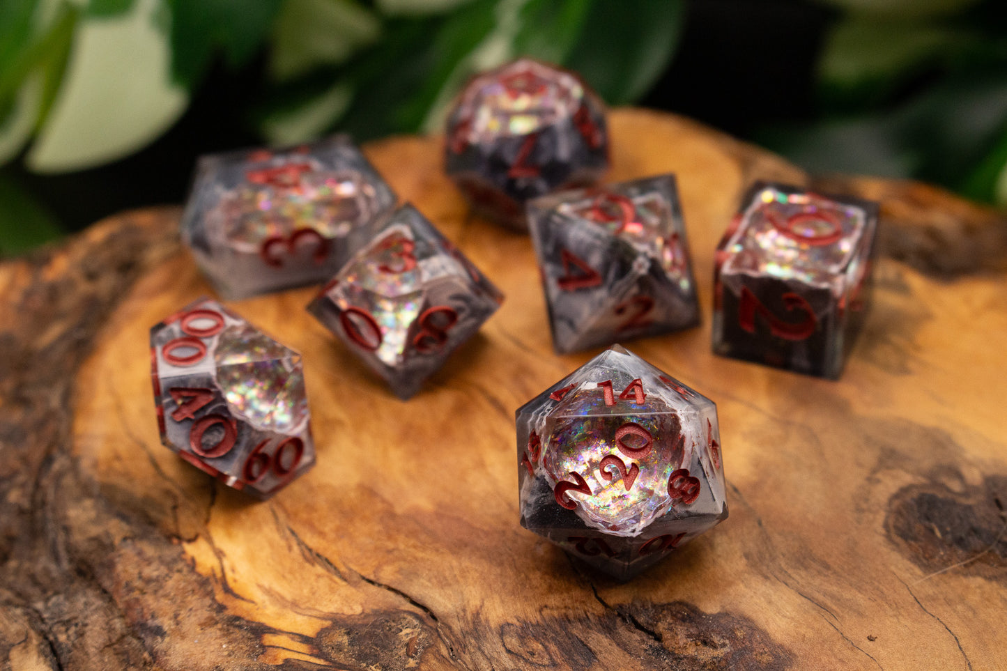 Barbarian Red Opal Polyhedral Geode Dice