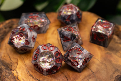 Barbarian Red Opal Polyhedral Geode Dice