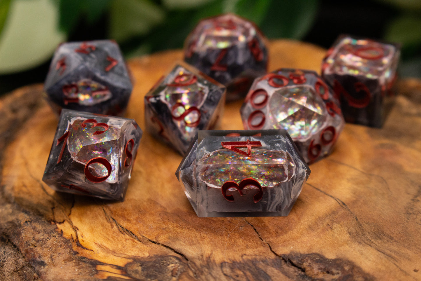 Barbarian Red Opal Polyhedral Geode Dice