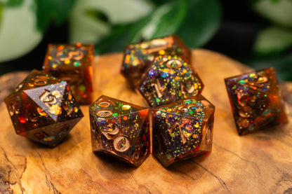 Ol' Copper Glitter Explosion Polyhedral Dice Set