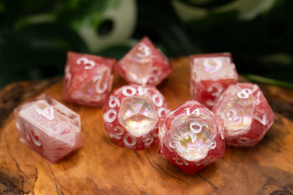 Rhodochrosite Opal Polyhedral Geode Dice