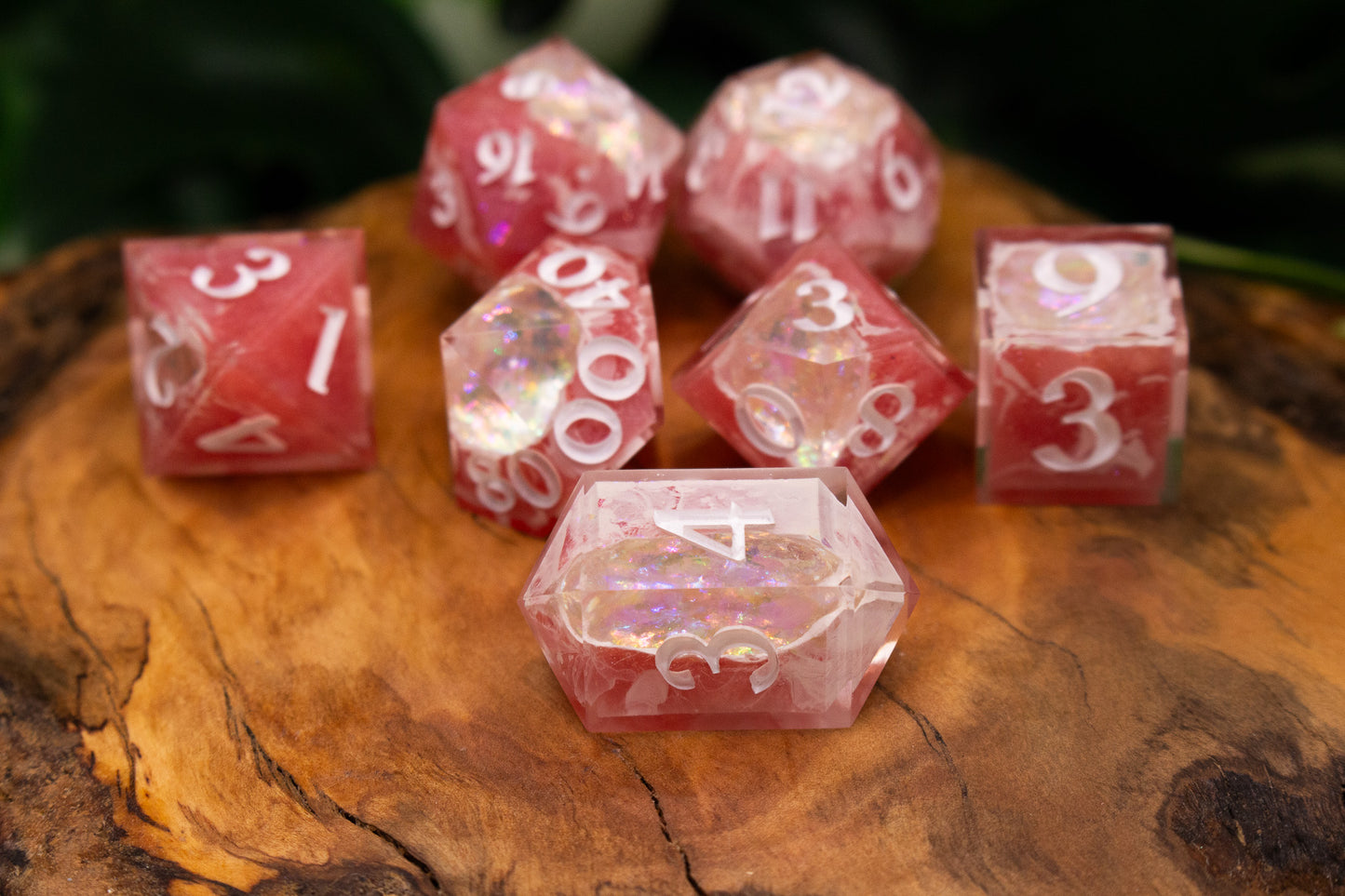 Rhodochrosite Opal Polyhedral Geode Dice