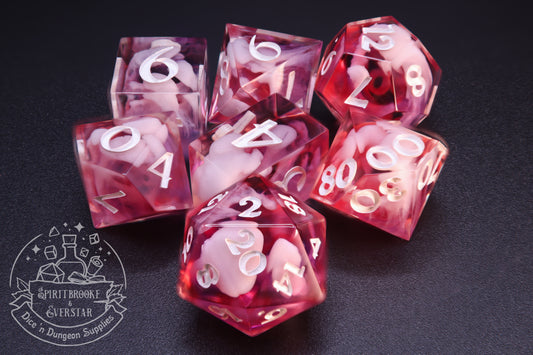 Mystical pink Cloudy Polyhedral Dice