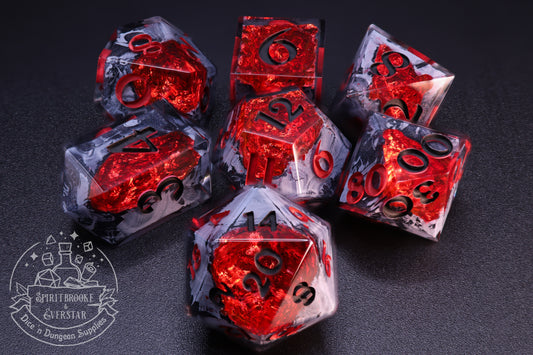 Red Polyhedral Geode Dice