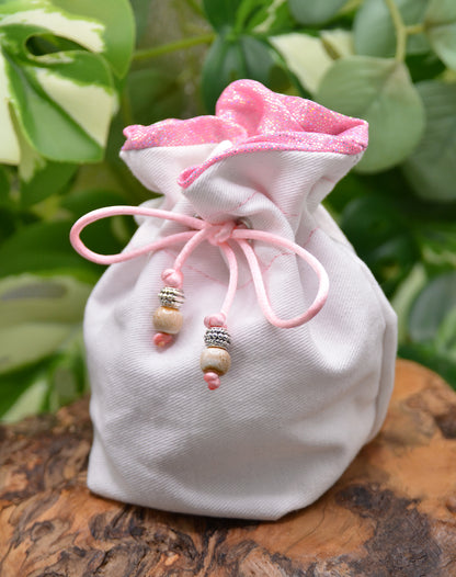 'White & Holo Pink' Tiny Dice Pouch