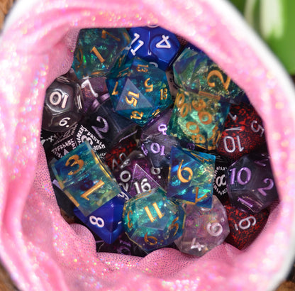 'White & Holo Pink' Tiny Dice Pouch